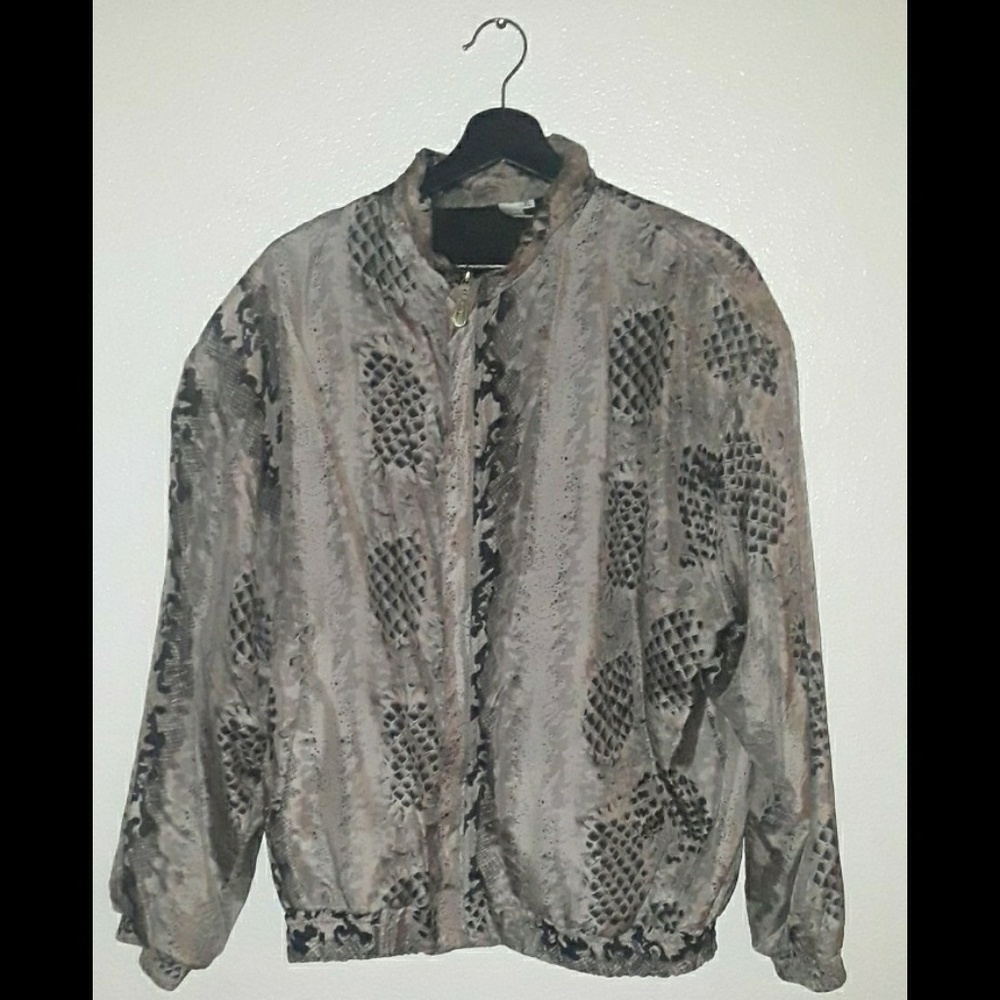 retro Snake print bomber jacket